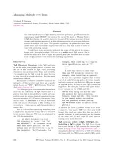 Managing Multiple TDS Trees Michael J Downes American Mathematical Society, Providence, Rhode Island 02904, USA [removed]  Abstract