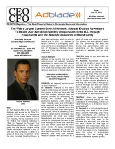 Issue: July 15, 2013 All rights reserved! ceocfointerviews.com  CEOCFO Magazine - The Most Powerful Name In Corporate News and Information