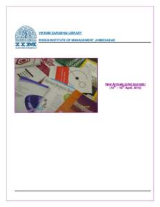 VIKRAM SARABHAI LIBRARY INDIAN INSTITUTE OF MANAGEMENT, AHMEDABAD New Arrivals (print journals) (13th – 19th April, 2015)
