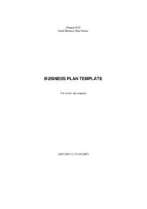 iPlanner.NET Small Business Plans Online BUSINESS PLAN TEMPLATE  For a start-up company