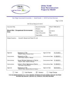 ORAU TEAM Dose Reconstruction Project for NIOSH Oak Ridge Associated Universities I Dade Moeller I MJW Technical Services Page 1 of 106