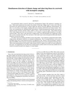 Simultaneous detection of climate change and observing biases in a network with incomplete sampling Steven C. Sherwood Yale University, New Haven, CT[removed]removed])  ABSTRACT