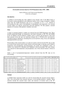 1) Selection of  temperature and precipitation series in the German part of the Rhine basin