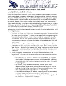 Spring 2014 Page 1 Guidelines and Contract for Student-Athletes: Social Media Lamar High School Baseball Student-Athletes, As you begin participation in another athletic season, the Athletic Department of Lamar High