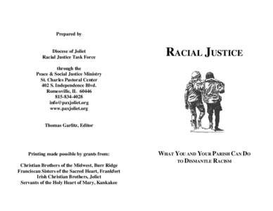 Prepared by  Diocese of Joliet Racial Justice Task Force  RACIAL JUSTICE