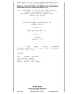 This transcript of the Advisory Board on Radiation and Worker Health, TBD 6000 Work Group, has been reviewed for concerns under the Privacy Act (5 U.S.C. § 552a) and personally identifiable information has been redacted