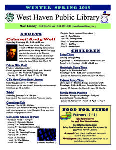 Winter/Spring[removed]West Haven Public Library Main Library  300 Elm Street • [removed] • westhavenlibrary.org