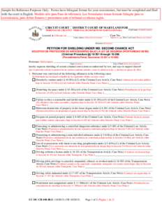 Sample for Reference Purposes Only. Forms have bilingual format for your convenience, but must be completed and filed with the court in English. Modelo sólo para fines de referencia. Los formularios tienen formato bilin