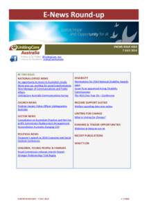 ENEWS ISSUE #263 7 JULY 2014 :: Follow us on Twitter @UnitingCare_Aus :: Like us on Facebook UnitingCareAustralia  IN THIS ISSUE: