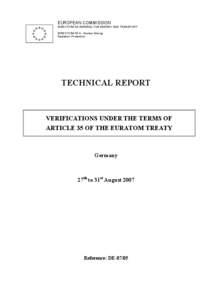 EUROPEAN COMMISSION DIRECTORATE-GENERAL FOR ENERGY AND TRANSPORT DIRECTORATE H - Nuclear Energy Radiation Protection  TECHNICAL REPORT