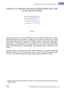 II  Impact of hedonic price measurement on productivity The Role of Hedonic Methods in Measuring Real GDP in the United States