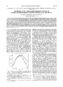 The Kinetics of the -Chymotrypsin Catalyzed Hydrolysis of Acetyl-L-tyrosinhydroxamide in Aqueous Solutions at 25° and pH 7.6<sup>1</sup>