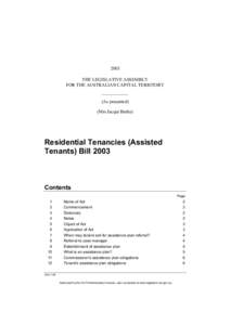 2003 THE LEGISLATIVE ASSEMBLY FOR THE AUSTRALIAN CAPITAL TERRITORY (As presented) (Mrs Jacqui Burke)