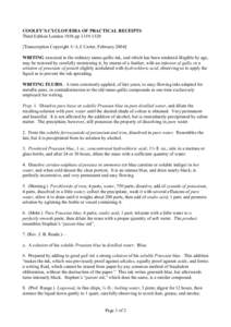 COOLEY’S CYCLOPÆDIA OF PRACTICAL RECEIPTS Third Edition London 1856 ppTranscription Copyright © A.J. Carter, FebruaryWRITING executed in the ordinary tanno-gallic ink, and which has been rendered i