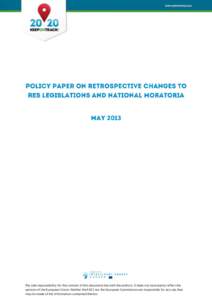 The sole responsibility for the content of this document lies with the authors. It does not necessarily reflect the opinion of the European Union. Neither the EACI nor the European Commission are responsible for any use 