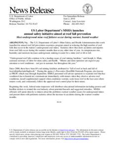 News Release U.S. Department of Labor Office of Public Affairs Washington, D.C. Release Number: [removed]NAT