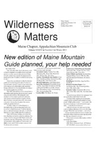 Wilderness Matters Maine Chapter Appalachian Mountain Club PO Box 1534