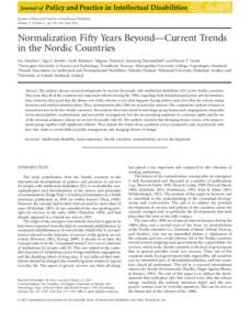 bs_bs_banner  Journal of Policy and Practice in Intellectual Disabilities Volume 9 Number 2 pp 134–146 JuneNormalization Fifty Years Beyond—Current Trends