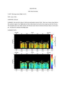 DISCOVER-AQ HSRL Data Summary FLIGHT: Morning science flight (1 of 2) DATE: July 5, 2011 DURATION: 4.0 hours SUMMARY: We took off at about 5 AM local and landed at about 9 AM. There was a heavy cloud deck in