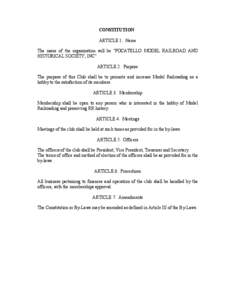 PROPOSED UPDATE TO THE CONSTITUTION AND BYLAWS OF THE POCATELLO