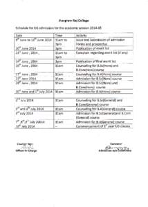 Jhargram Raj College Schedule for UG admission for the academic session 2At4-15 24th June  ,20]l