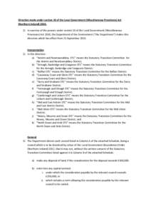 Direction made under section 10 of the Local Government (Miscellaneous Provisions) Act (Northern IrelandIn exercise of the powers under section 10 of the Local Government (Miscellaneous Provisions) Act 2010, t