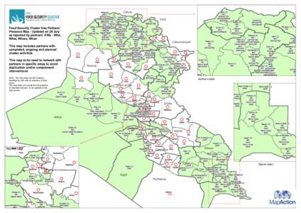 Dahuk Erbil Food Security Cluster Iraq Partners’ Presence Map - Updated on 28 July as reported by partners’ 4 Ws - Who, What, Where, When