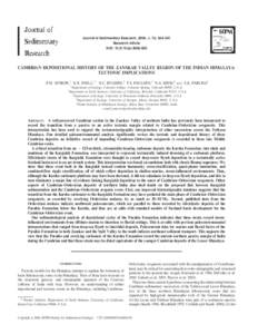 Journal of Sedimentary Research, 2006, v. 76, 364–381 Research Article DOI: jsrCAMBRIAN DEPOSITIONAL HISTORY OF THE ZANSKAR VALLEY REGION OF THE INDIAN HIMALAYA: TECTONIC IMPLICATIONS