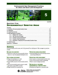 THIS IS PART OF A SERIES OF BEST MANAGEMENT PRACTICES DOCUMENTS  Environmental Best Management Practices for Urban and Rural Land Development  5