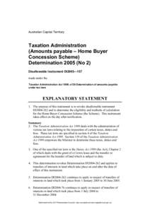 Australian Capital Territory  Taxation Administration (Amounts payable – Home Buyer Concession Scheme) Determination[removed]No 2)