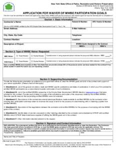 New York State Office of Parks, Recreation and Historic Preservation Bureau of Affirmative Action & Equal Opportunity Albany, New York[removed]2921  APPLICATION FOR WAIVER OF MWBE PARTICIPATION GOALS