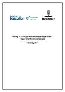 Vetting & Baring Scheme Remodelling Review –