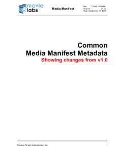 Common Extras Manifest Metadata