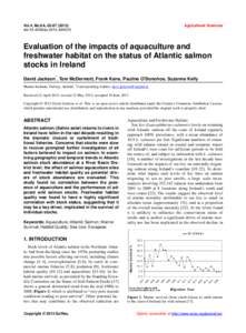 Vol.4, No.6A, doi:as.2013.46A010 Agricultural Sciences  Evaluation of the impacts of aquaculture and