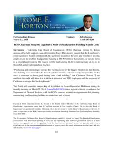 BOE Chairman Supports Legislative Audit of Headquarters Building Repair Costs