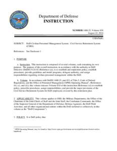 DoD Instruction[removed], Volume 830, August 22, 2014