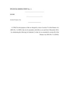 FINANCIAL RESOLUTION No. [ ] ____________________________ EXCISE ________________________ Alcohol Products Tax