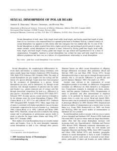 Journal of Mammalogy, 86(5):895–901, 2005  SEXUAL DIMORPHISM OF POLAR BEARS