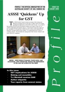 PROFILE - THE OFFICIAL NEWSLETTER OF THE AUSTRALIAN SOCIETY OF SOIL SCIENCE INC ASSSI ‘Quickens’ Up for GST