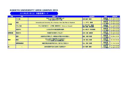 DOKKYO UNIVERSITY OPEN CAMPUS年8月1日（土） 体験授業テーマ 学部 学科 ドイツ語