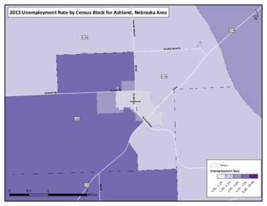 ´  2013 Unemployment Rate by Census Block for Ashland, Nebraska Area County Road[removed]%