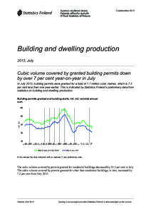 Construction[removed]Building and dwelling production 2013, July  Cubic volume covered by granted building permits down
