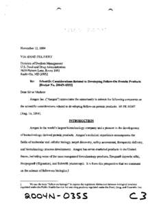 November 12,2004 VIA H-AND DELIVERY Division of Dockets Management U.S. Food and Drug Administration 5630 Fishers Lane, Room 1061 Rockville, MD 20852