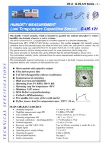 DS A : G-US.121 Series – 1 –  HUMIDITY MEASUREMENT TECHNICAL SPECIFICATIONS