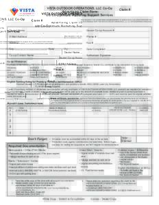 VISTA OUTDOOR OPERATIONS, LLC Co-Op Advertising Claim Form c/o Co-Optimum Marketing Support Services Claim #