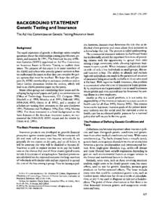 ASHG Ad Hoc Committee Report on Genetic Testing and Health Insurance Issues