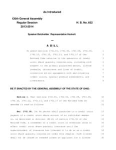 As Introduced 130th General Assembly Regular Session[removed]H. B. No. 652
