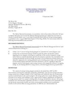 MARINE MAMMAL COMMISSION 4340 East-West Highway, Room 700 Bethesda, MD[removed]September 2008 Ms. Renee Orr