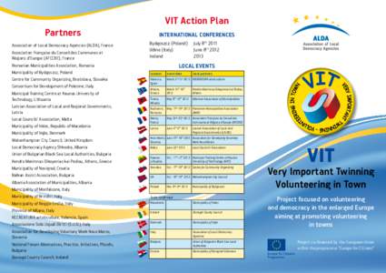 VIT Action Plan  Partners Association of Local Democracy Agencies (ALDA), France Association Française du Conseil des Communes et Régions d’Europe (AFCCRE), France
