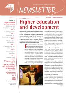 International Institute for Educational Planning  Vol. XXV, N° 1, January-March 2007 Inside ... Higher education